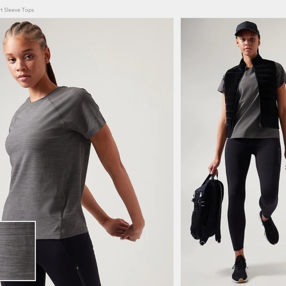 ATHLETA Ultimate Train Textured Tee Shirt Top NWT SZ Small - Picture 3 of 3